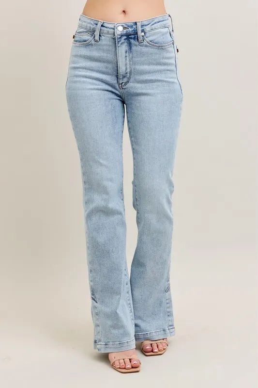 Full-Length Slimming Vintage Side Slit Bootcut Jeans