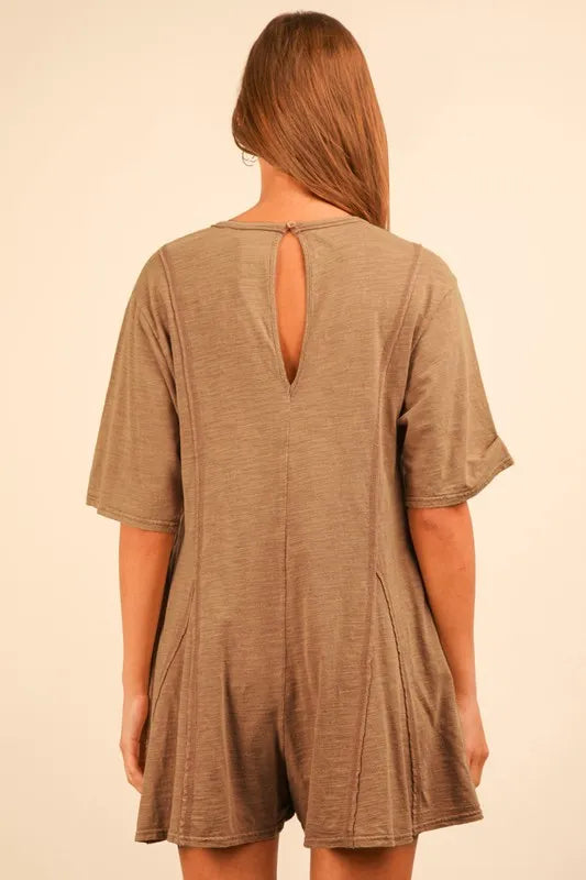Mineral Washed Oversized Knit Comfy Romper