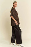 Crinkled Textured Wide Leg Pants