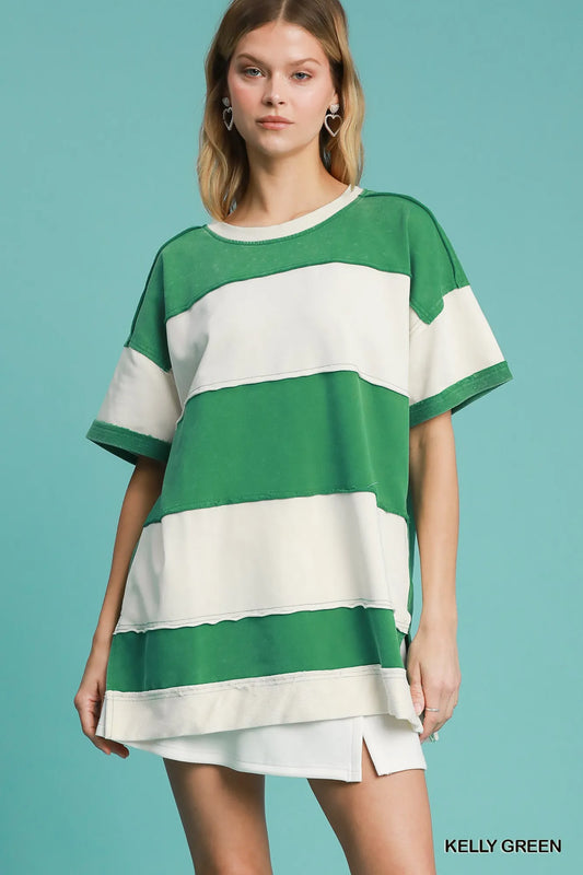 Striped MIneral Wash T-Shirt Dress