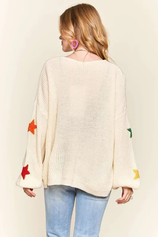 Multi Color Star Sweater Top