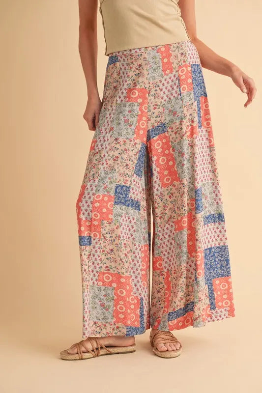 Printed Wide Leg Pants