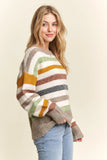 Full Size Multicolor Stripe Sweater Top Plus Size