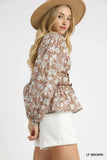 Boho Peplum Blouse with Adjustable Tie Accent