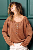 Mink Lurex Stitched Button Detail Top