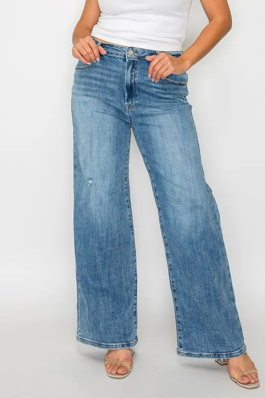 Premium High-Rise Wide Leg Jeans Jeans with Pockets