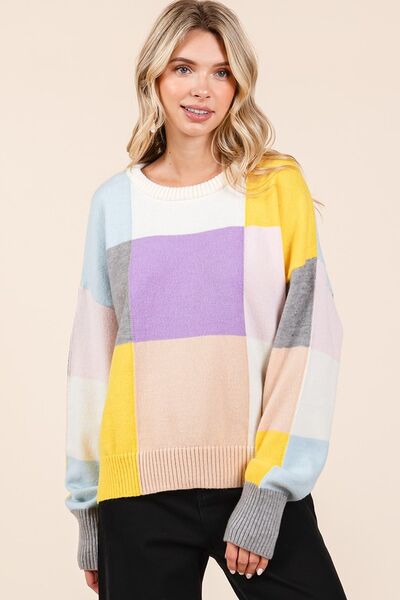 Mittoshop Color Block Round Neck Sweater