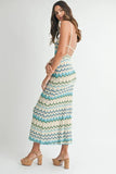 Lightweight Pointelle Chevron Knit Maxi Dress