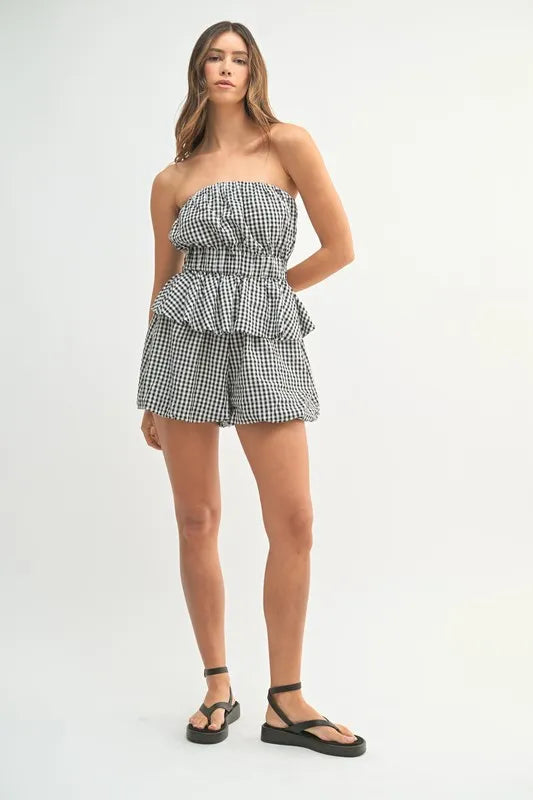 Gingham Tube Top and Shorts Set