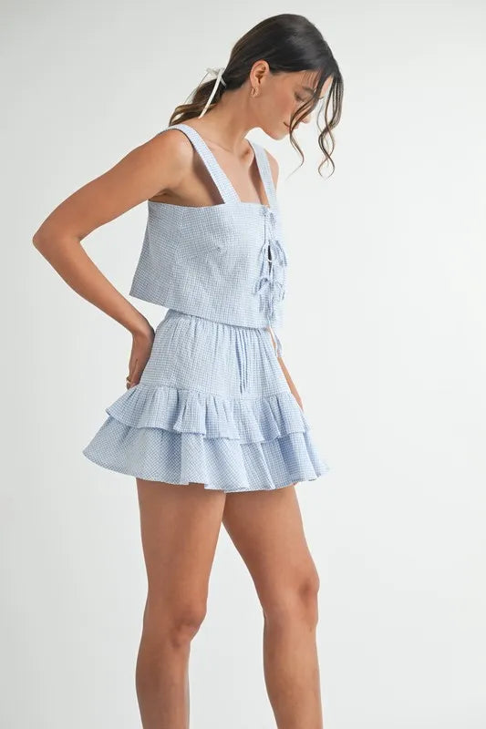 Gingham Plaid Crop Top and Mini Skirt Set