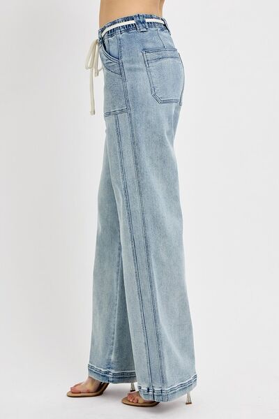 Full Size Straight Leg Jeans with Pockets Plus Size