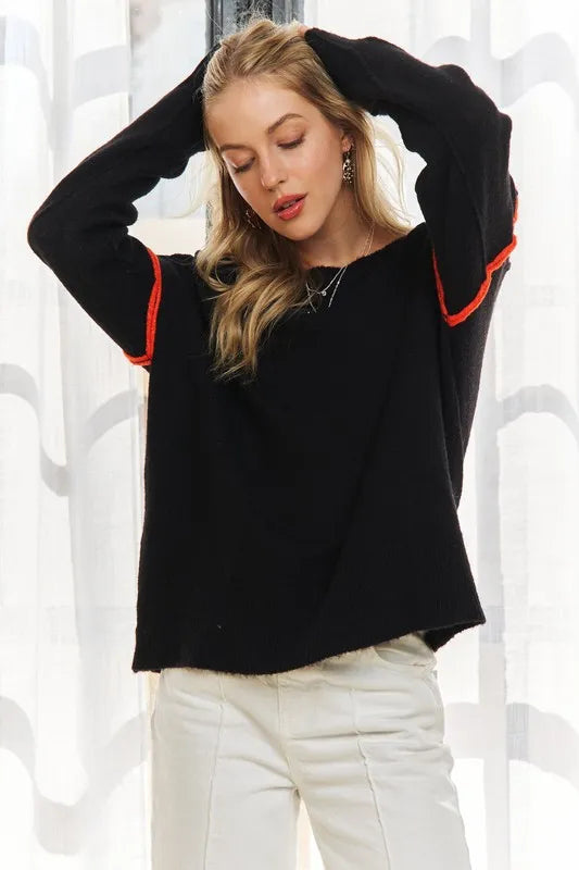 Stripe Accent Sweater Top