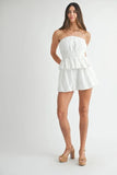 Floral Eyelet Lace Tube Top and Short Set
