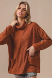 Piper Ribbed Double Pocket Turtle Neck Pullover