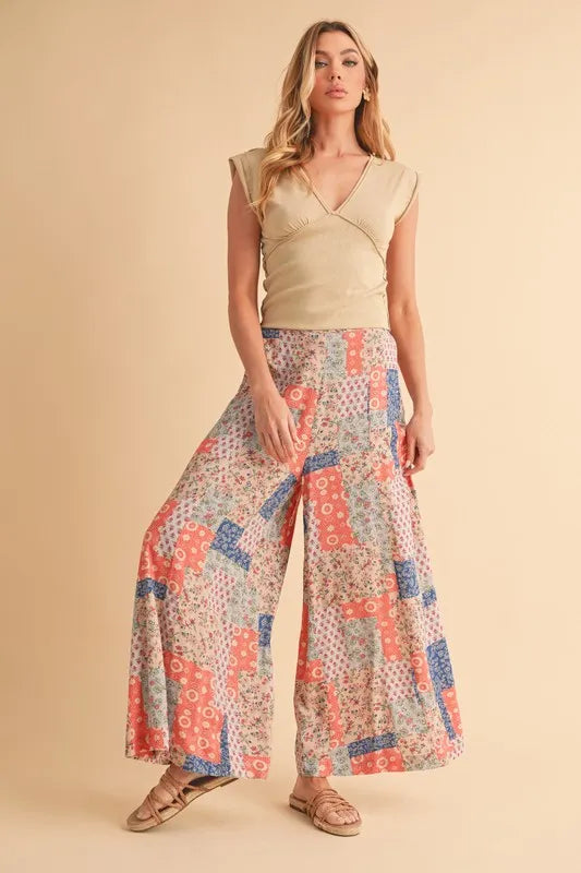 Printed Wide Leg Pants
