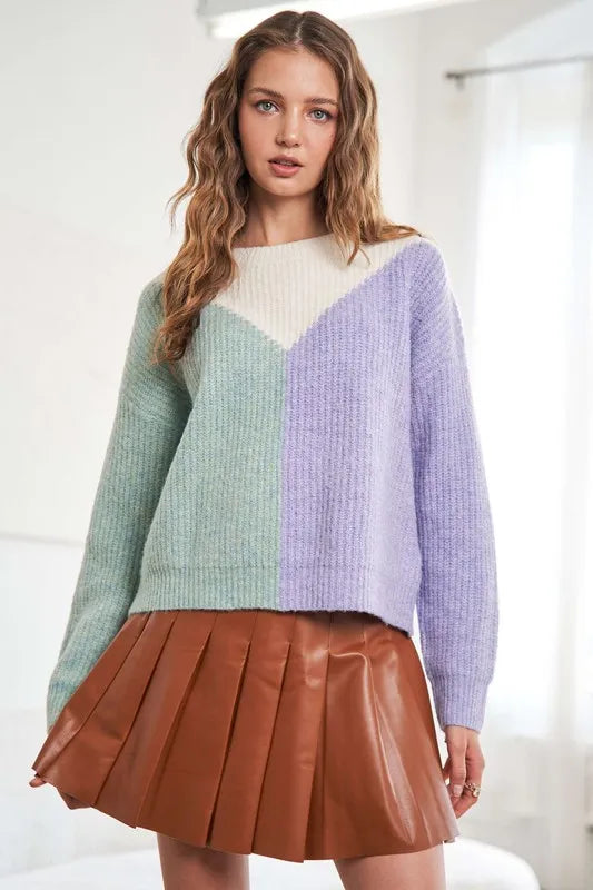 Colorblock Comfy Sweater Top