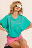 Rhinestone Beaded Short Sleeve Top