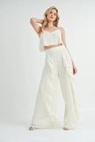 Crop Cami and Ruffled Wide Leg Pants Set