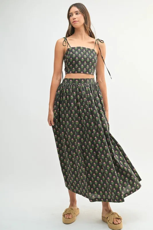 Floral Crop Top and Skirt Set