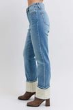Full Size High Waist Shearling Cuff Straight Plus Size