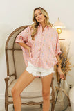 Sequin Striped Short Dolman Sleeve Blouse