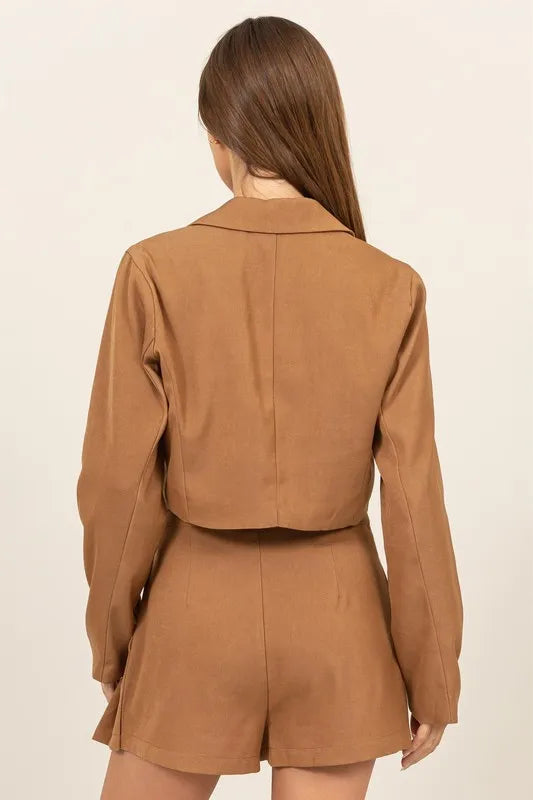 Cropped Button-Down Blazer