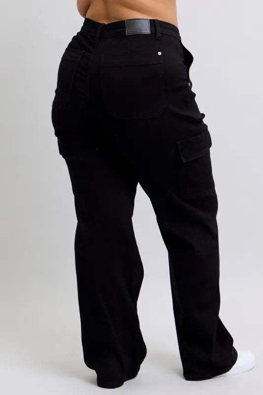 Full Size High Waist Cargo Wide Leg Jeans Plus Size