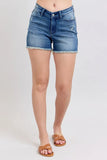 Full Size V-Front Denim Shorts with Shield Pockets Plus Size