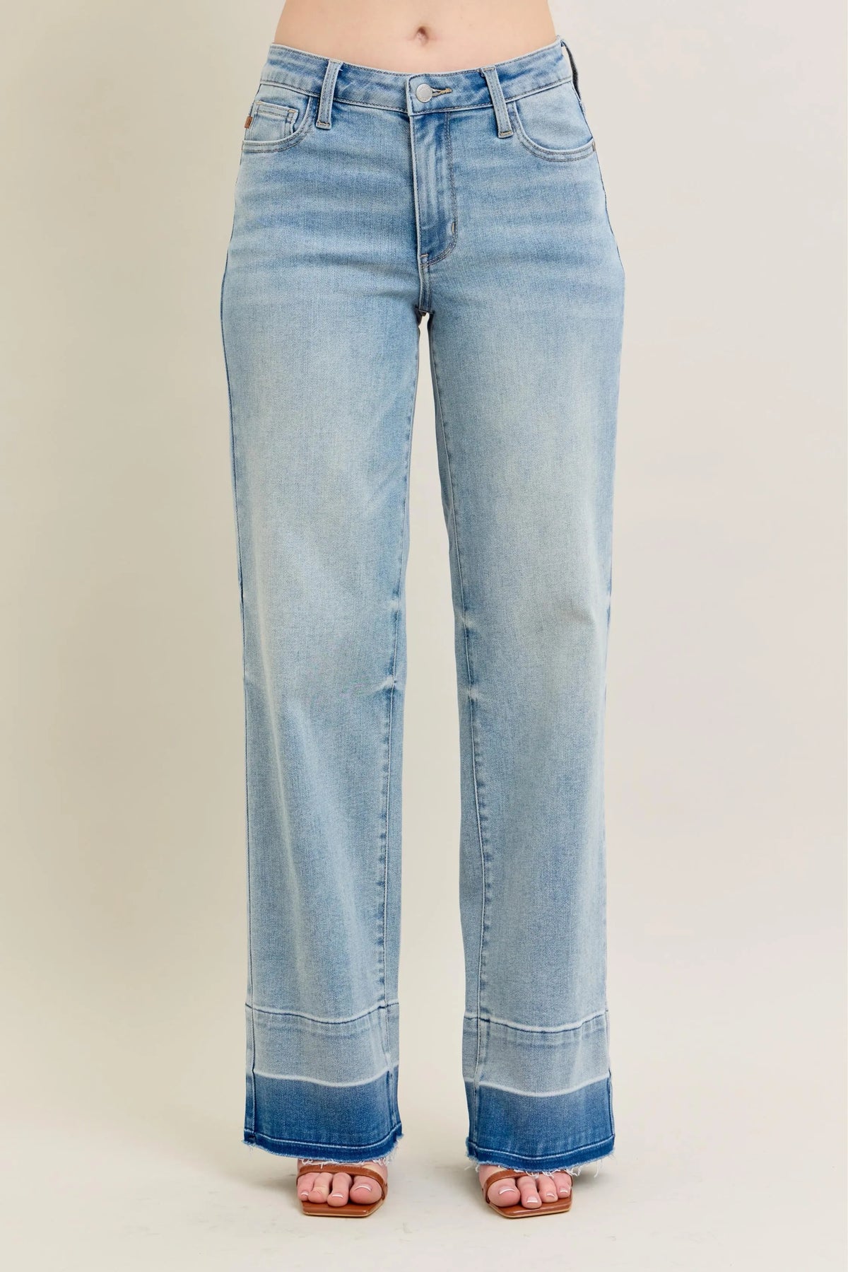 Full Size High-Rise Raw Hem Relaxed Jeans