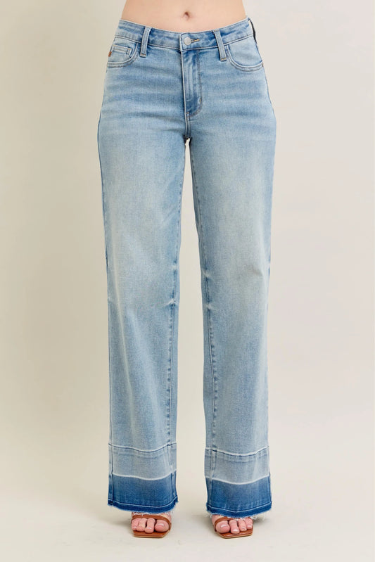Full Size High-Rise Raw Hem Relaxed Jeans