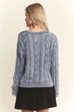 Mineral Washed Cable Knit Sweater Top