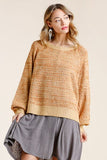 Full Size Ribbed Hem Round Neck Long Sleeve Popcorn Sweater Plus Size