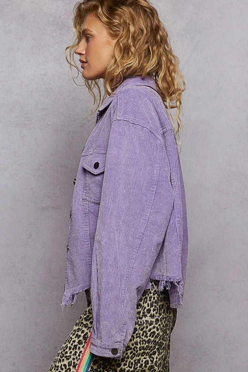 Button Closure Corduroy Jacket