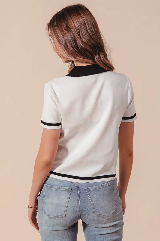 Knitted Button-Up Sweater Blouse