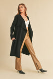 Open Front Long Sleeve Longline Coat