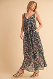 Printed V-Neck Frill Tiered Cami Dress