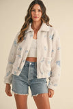 Floral Embroidered Fleece Teddy Jacket
