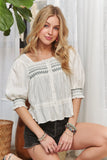 Smocked Puff Sleeve Peasant Blouse