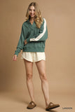 Color Block Long Sleeve Sweatshirt with Quarter-Zip Collar