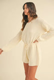 Round Neck Long Sleeve Sweater Romper
