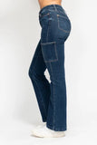 Full Size High Waist Cargo Bootcut Jeans Plus Size