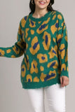 Full Size Leopard Destroyed Rib Band Sweater Plus Size
