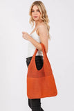 Half Pointelle Knit Tote Bag
