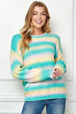 Ombre Drop Shoulder Knit Pullover Sweater