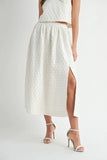 Taffeta Polka Dot Shoulder Ribbon Top and Skirt Set