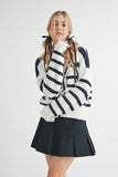 Striped V-Neck Button Down Cardigan