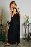 Full Size Elastic Ruffle Shoulder Jumpsuit Plus Size