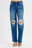 Full Size Distressed High-Rise Boyfriend Denim Pants