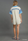 Terry Collared Block Romper