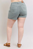 Full Size Hw Garment Dyed & Back Pkt Embroidery Shorts Plus Size